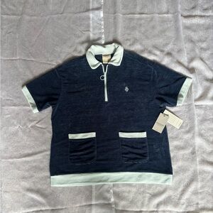 Navy Polo Shirt with White Accents